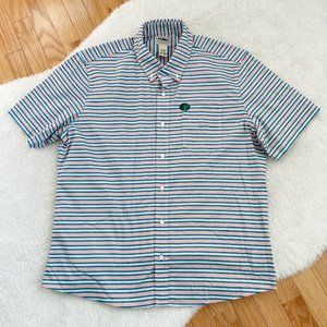L.L.Bean Men's Comfort Stretch Oxford, Untucked Fit, Short-Sleeve, Stripe, Large